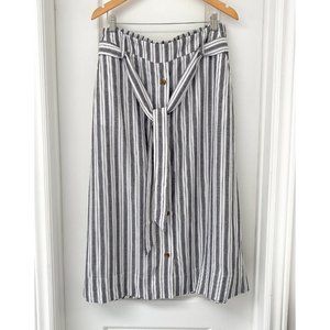 In Every Story - Linen Button Front Pull-On Midi Skirt